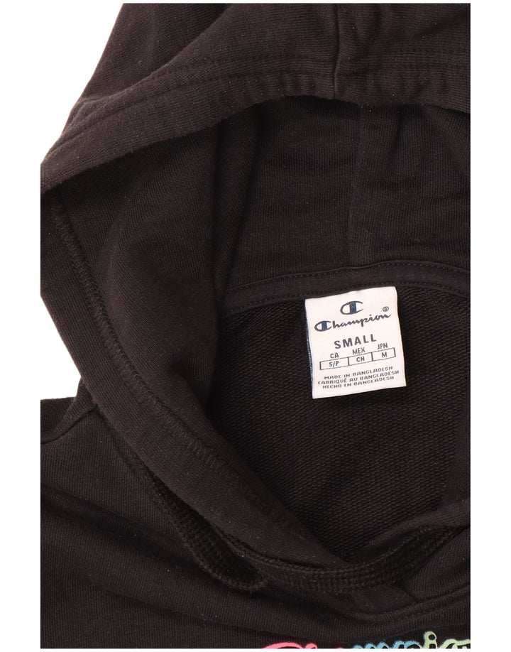 Champion Womens Graphic Oversized Hoodie Jumper UK 10 Small Black