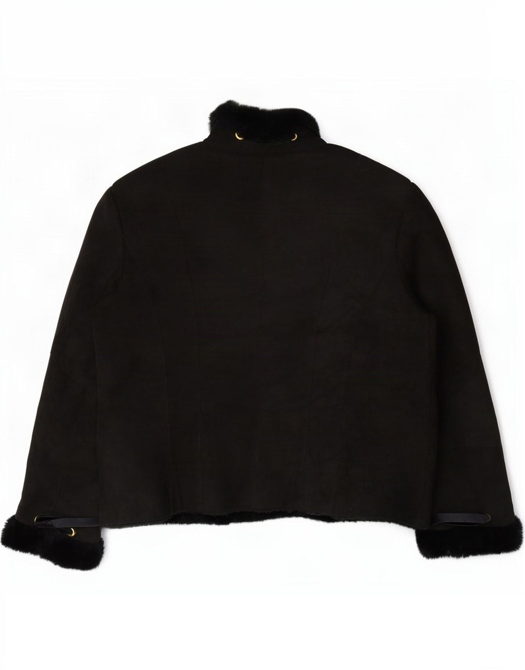 Vintage Womens Shearling Jacket IT 46 Large Black