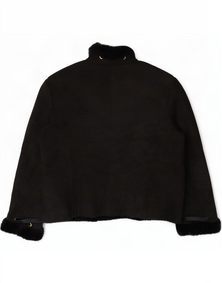 Vintage Womens Shearling Jacket IT 46 Large Black