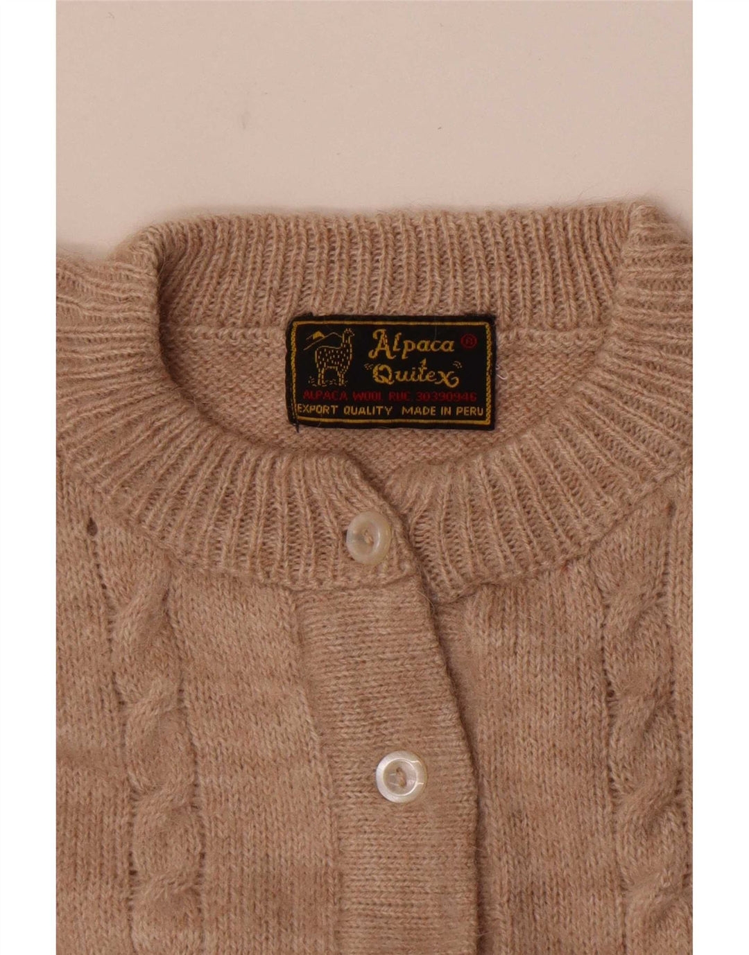Alpaca Quitex Womens Cardigan Sweater UK 12 Medium Beige