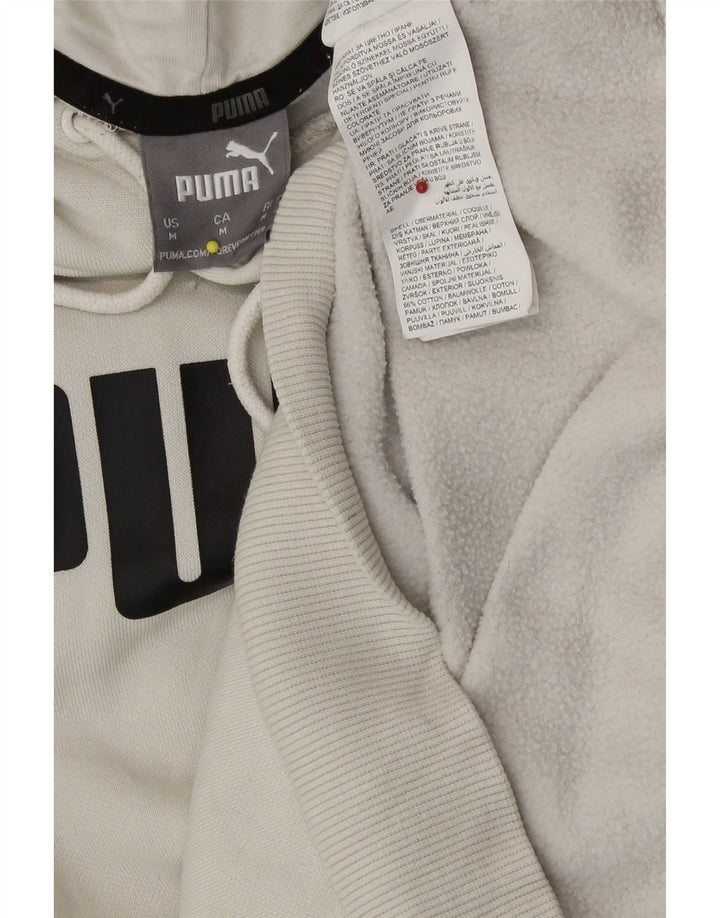 Puma Mens Graphic Hoodie Jumper Medium Beige Cotton
