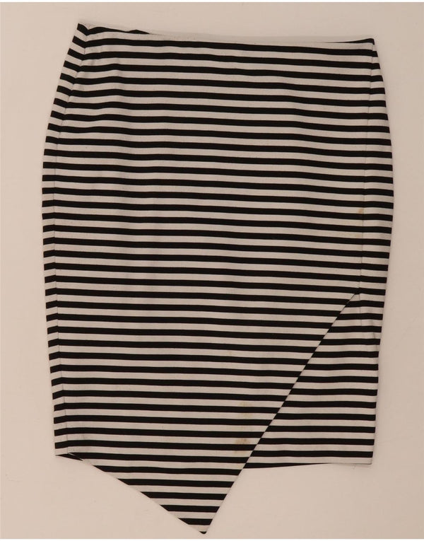Marks & Spencer Womens Asymmetrical Skirt UK 14 Large W34 Black Striped