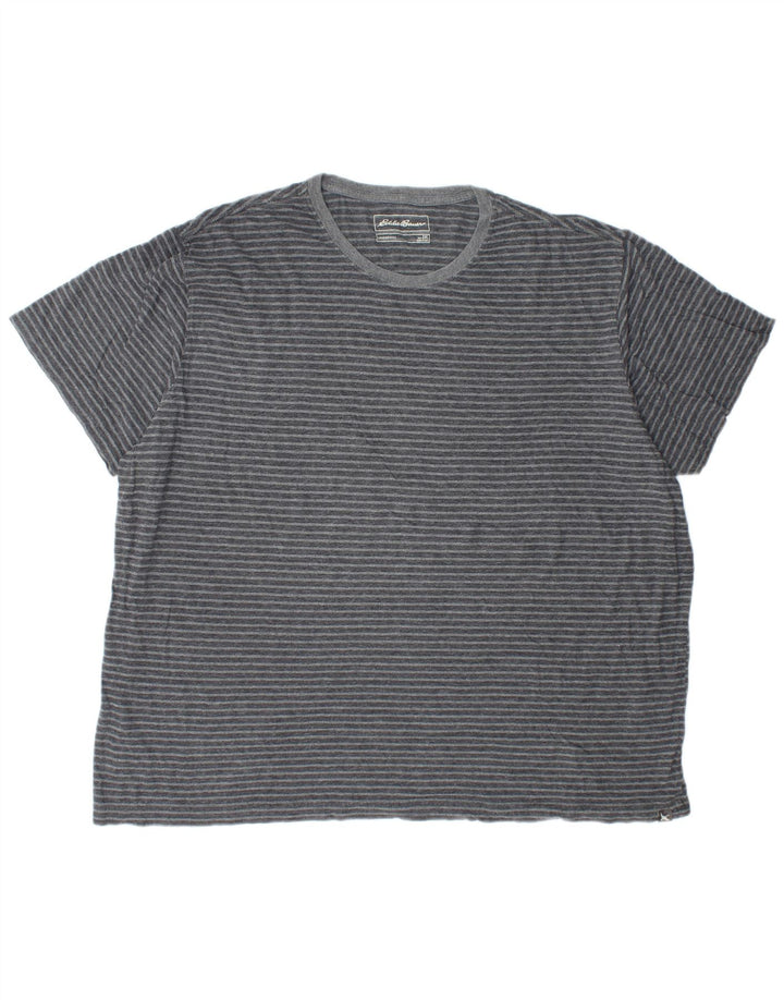 EDDIE BAUER Mens T-Shirt Top 2XL Grey Striped Cotton
