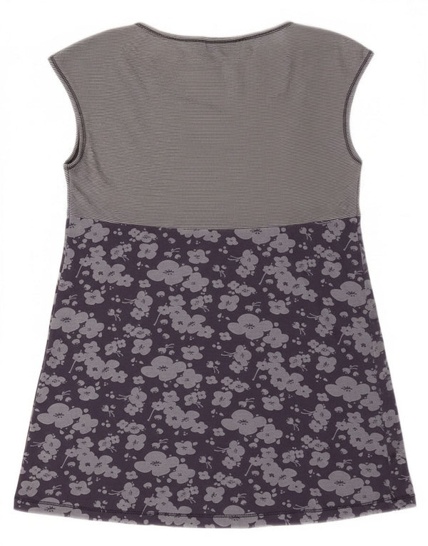 Converse Womens Sleeveless A-Line Dress UK 14 Large Purple Floral Cotton