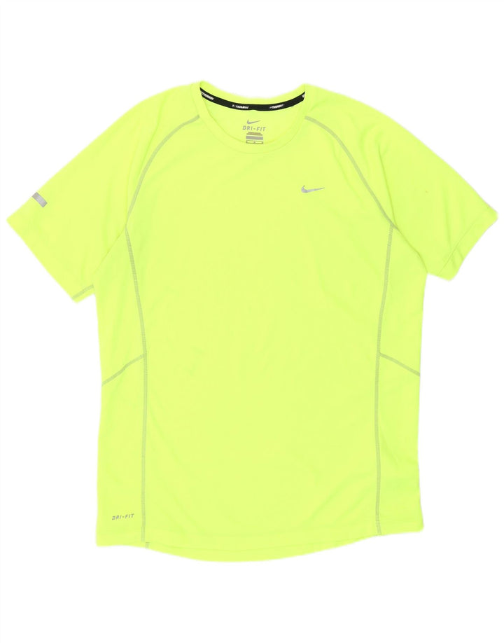 Nike Mens Dri Fit T-Shirt Top Medium Yellow Polyester