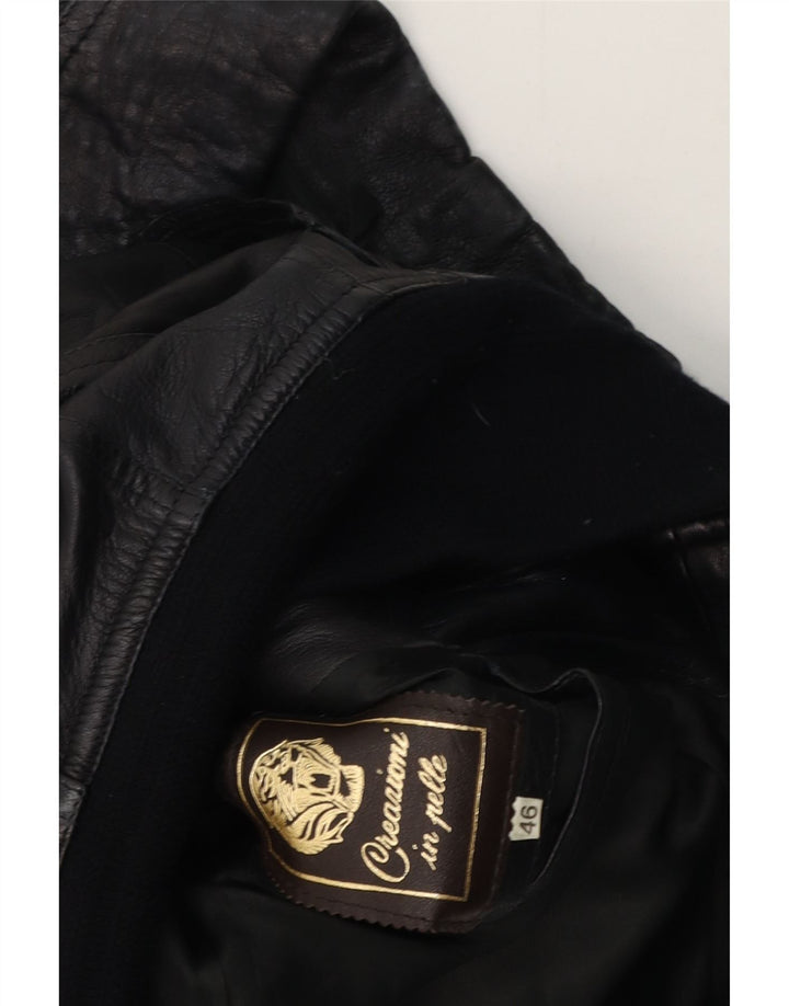 Vintage Womens Leather Jacket IT 46 Large Black Leather
