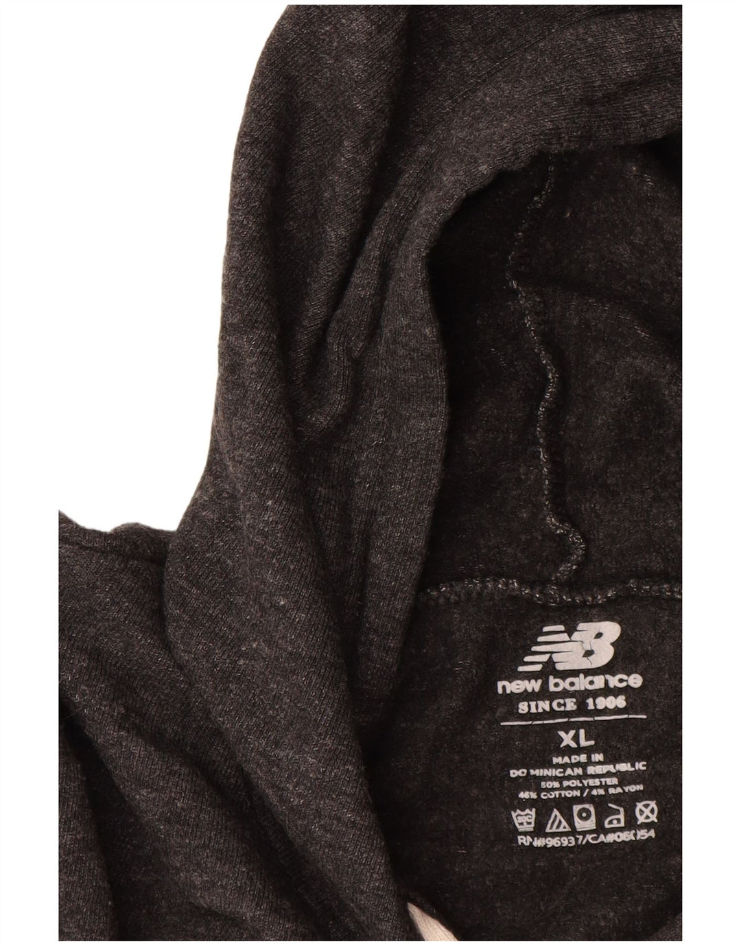 NEW BALANCE Mens Graphic Short Sleeve Hoodie Jumper XL Grey Polyester