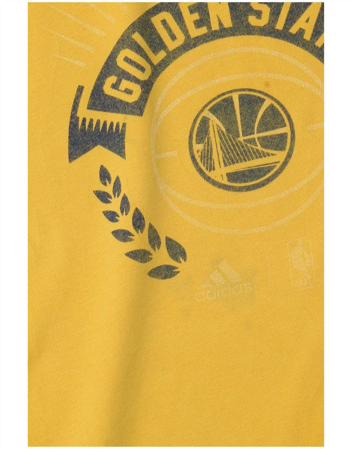 ADIDAS Mens Golden State Warriors Graphic T-Shirt Top Large Yellow Cotton