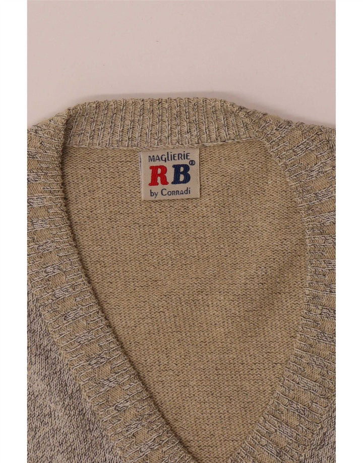 Corradi Mens V-Neck Jumper Sweater Medium Grey Geometric