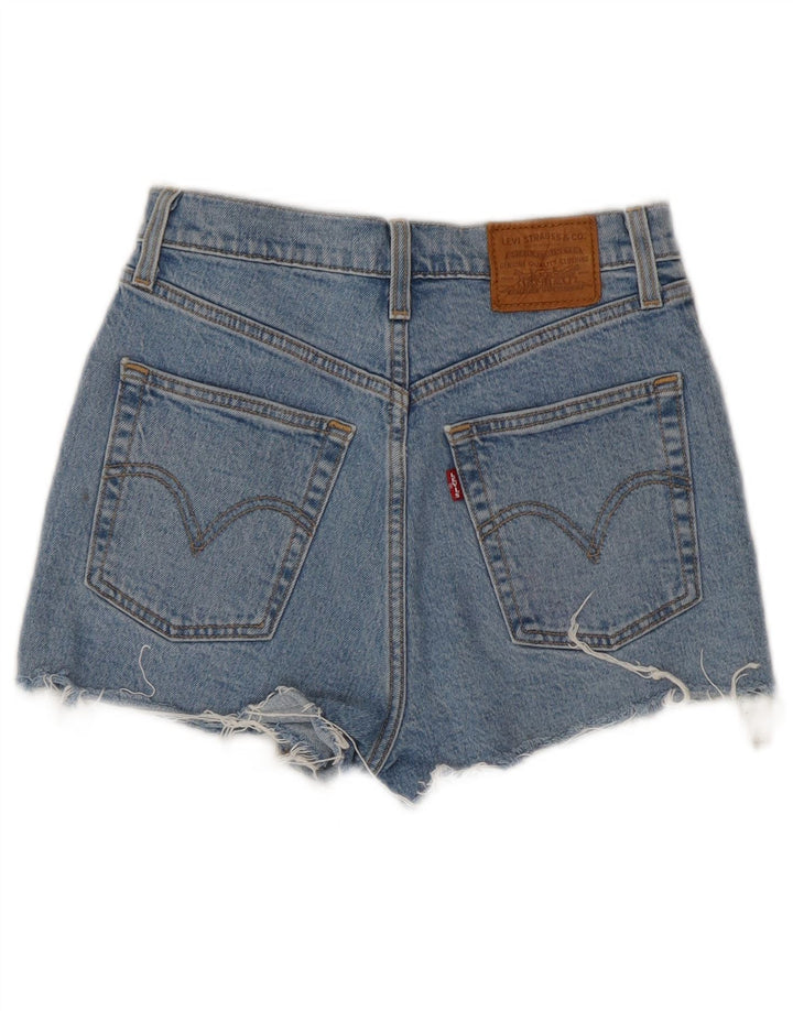 LEVI'S Womens Ribcage High Waist Denim Shorts W26 Small Blue Cotton