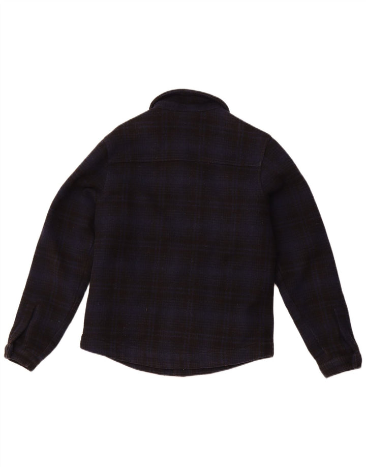 DICKIES Mens Lumberjack Flannel Shirt XS Navy Blue Check Wool