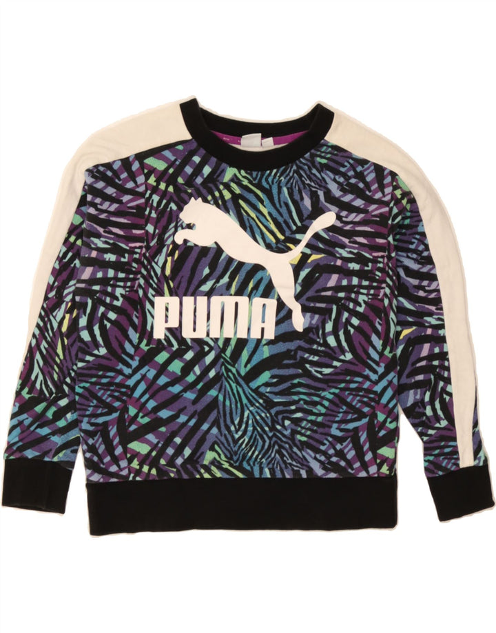 PUMA Womens Oversized Graphic Sweatshirt Jumper UK 10 Small Multicoloured Vintage Puma and Second-Hand Puma from Messina Hembry 