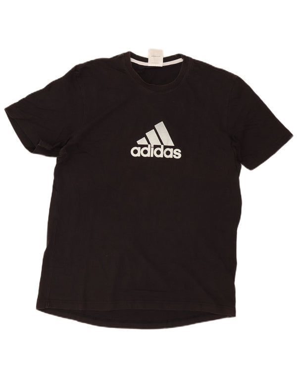 Adidas Mens Graphic T-Shirt Top UK 42/44 Large Black Cotton