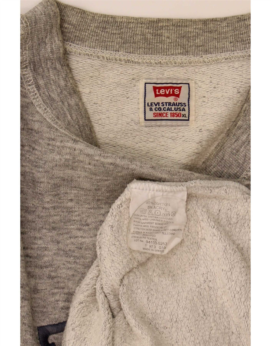 Levi's Mens Graphic Sweatshirt Jumper XL Grey Flecked Cotton