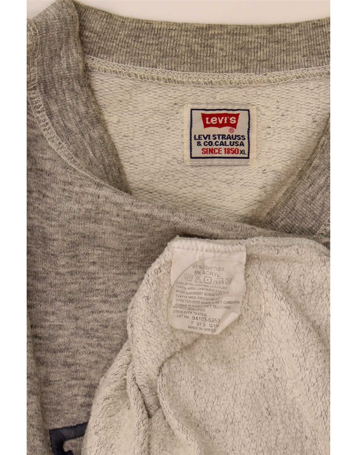Levi's Mens Graphic Sweatshirt Jumper XL Grey Flecked Cotton