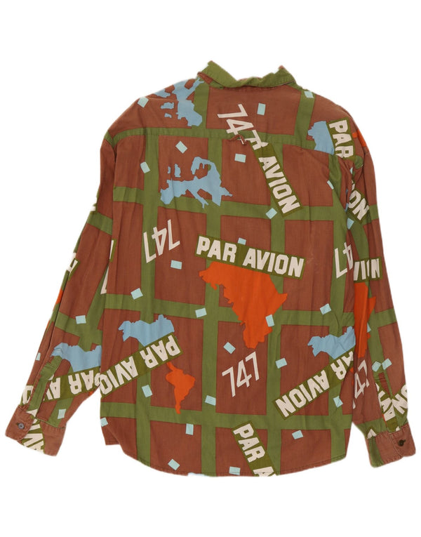 Par Avion Mens Graphic Shirt Medium Brown Check