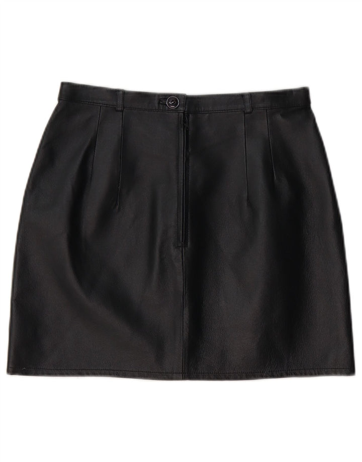 CHALICE Womens High Waist Leather Skirt UK 12 Medium W26  Black Leather