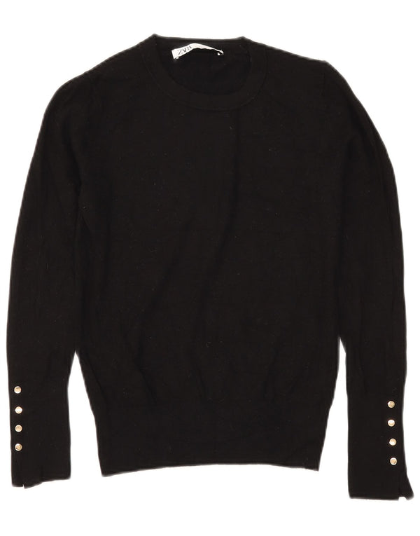 Zara Womens Boat Neck Jumper Sweater UK 10 Small Black
