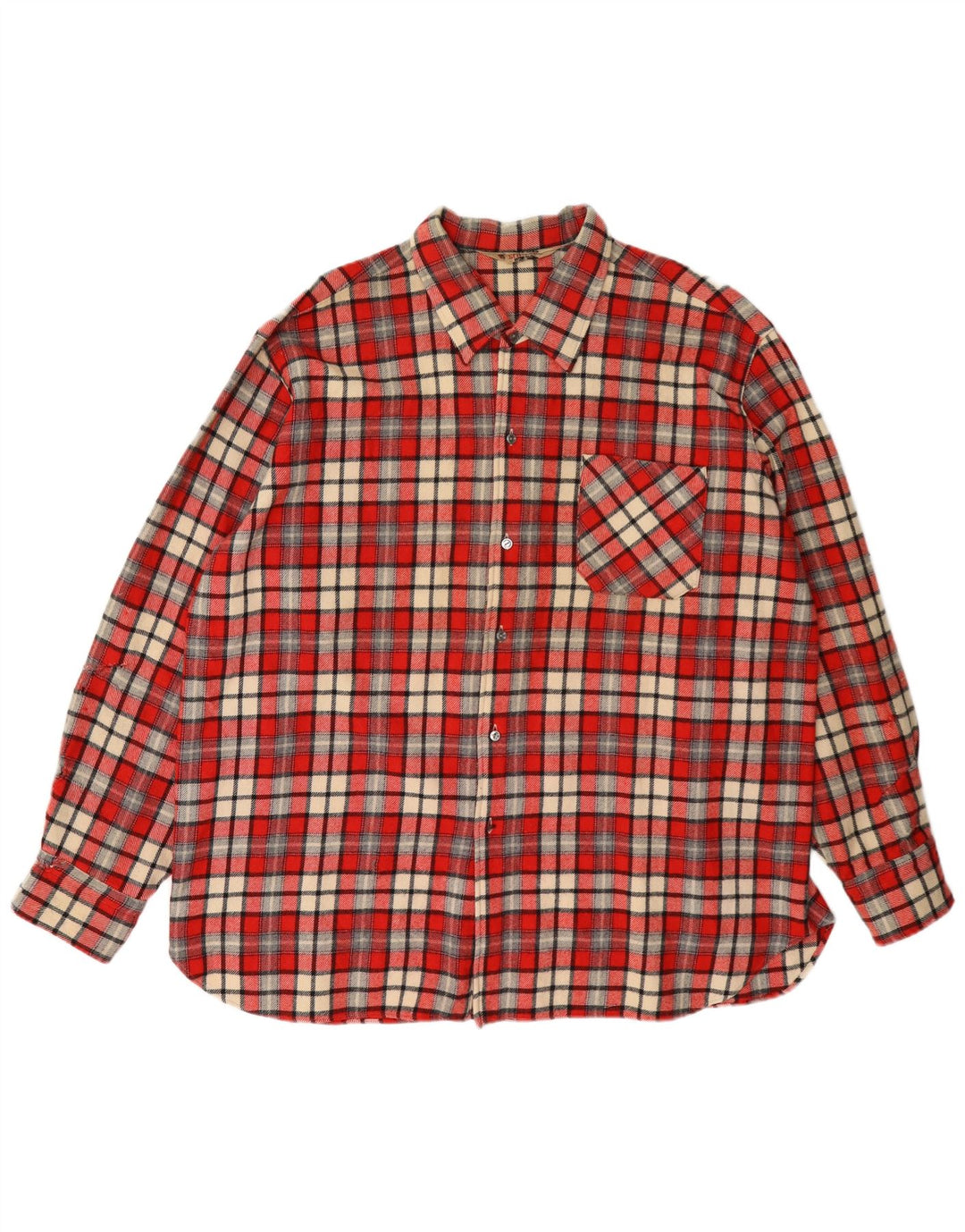 Vintage Mens Flannel Shirt XL Red Check Wool