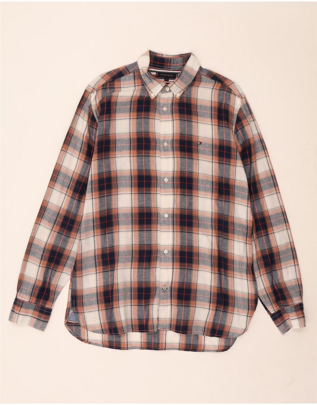 Tommy Hilfiger Mens Flannel Shirt Large Multicoloured Check Cotton