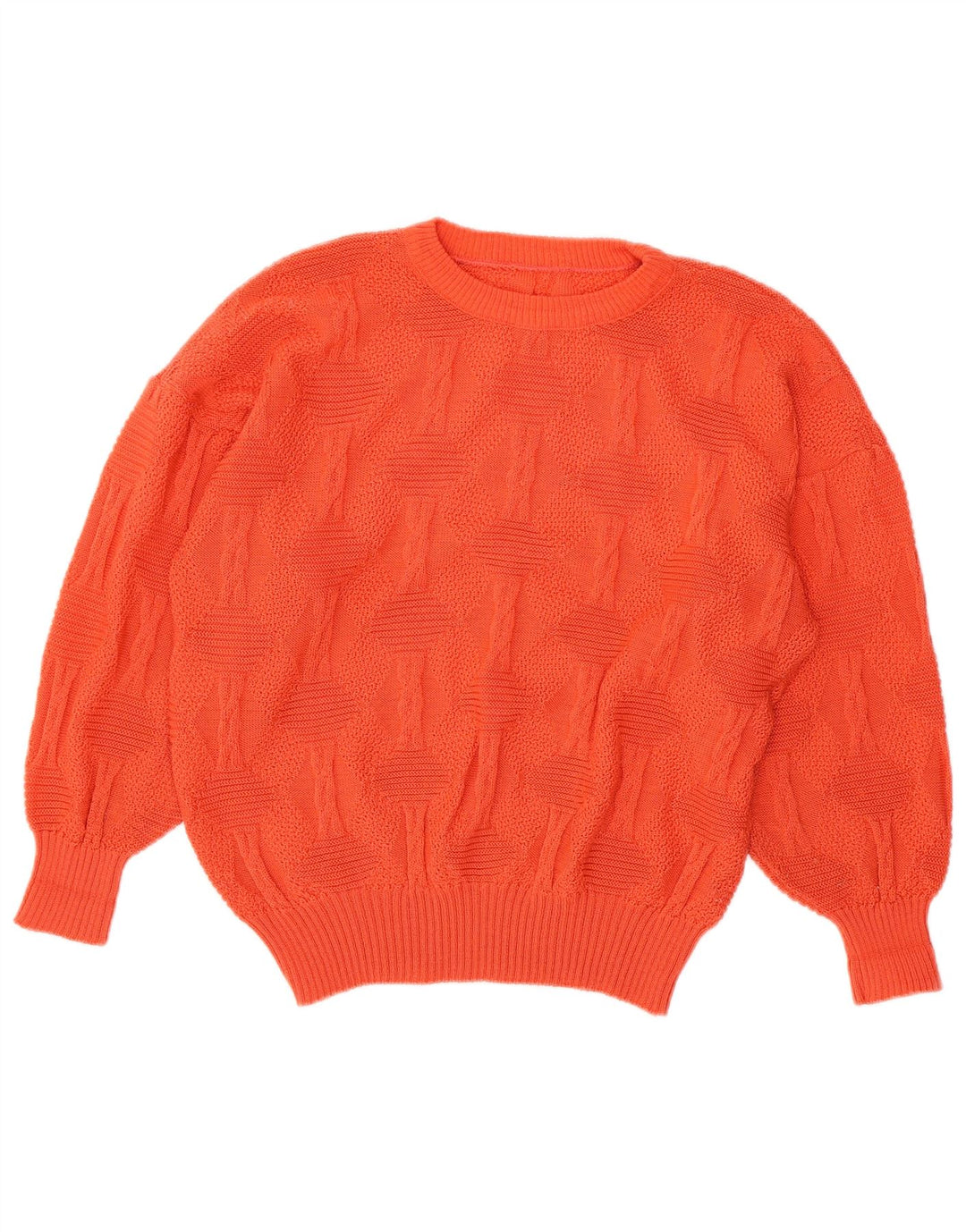 VINTAGE Womens Crew Neck Jumper Sweater UK 18 XL Orange Acrylic