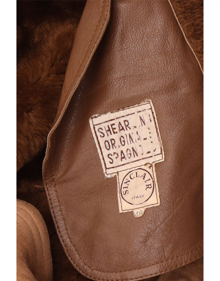 Sinclair Womens Shearling Coat IT 48 XL Brown Shearling