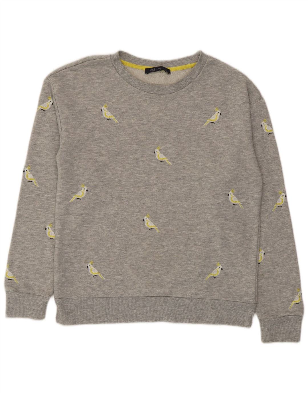Marks & Spencer Womens Graphic Sweatshirt Jumper UK 10 Small Grey Polyester