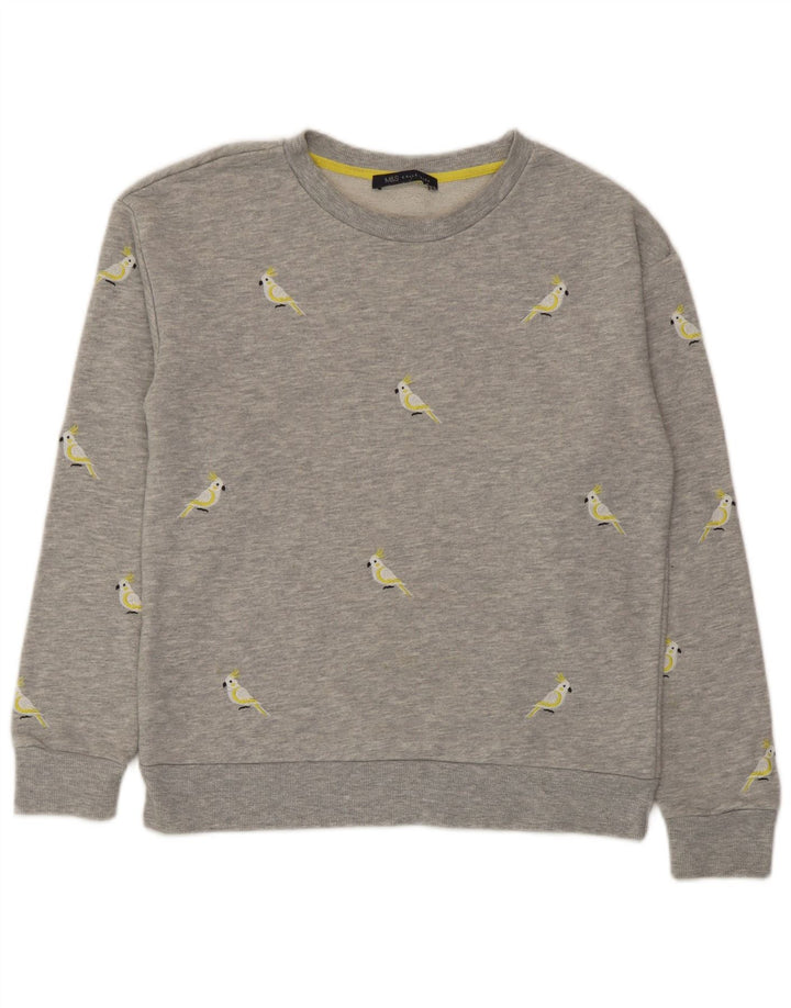 Marks & Spencer Womens Graphic Sweatshirt Jumper UK 10 Small Grey Polyester