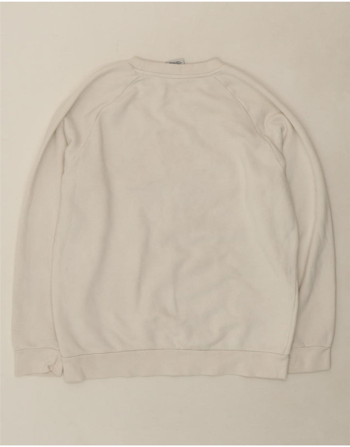 ADIDAS Mens Graphic Sweatshirt Jumper Medium White Cotton Vintage Adidas and Second-Hand Adidas from Messina Hembry 