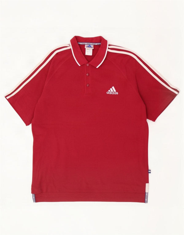 Adidas Mens Polo Shirt UK 40/42 Medium Burgundy Cotton