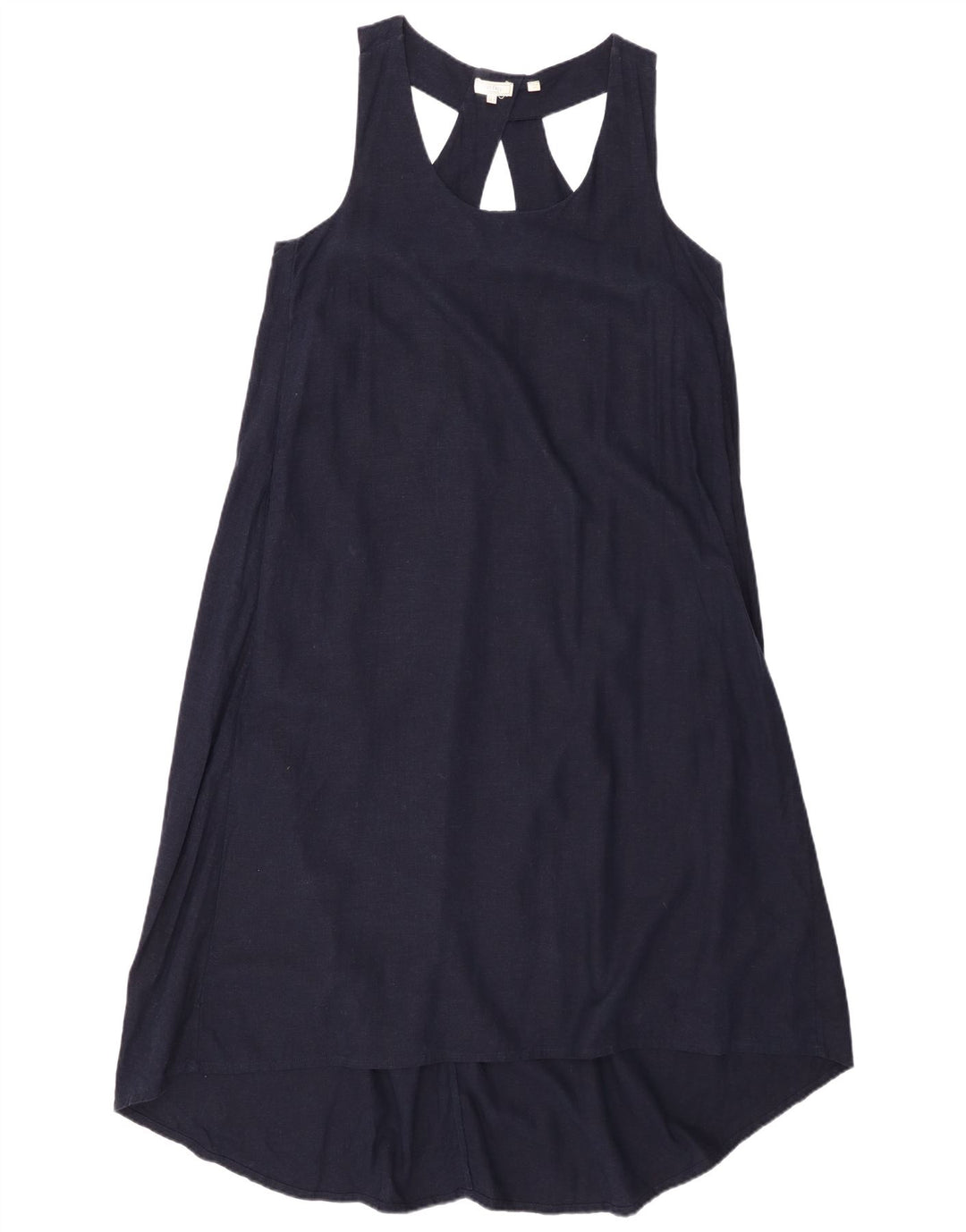 FAT FACE Womens Sleeveless A-Line Dress UK 12 Medium Navy Blue Linen