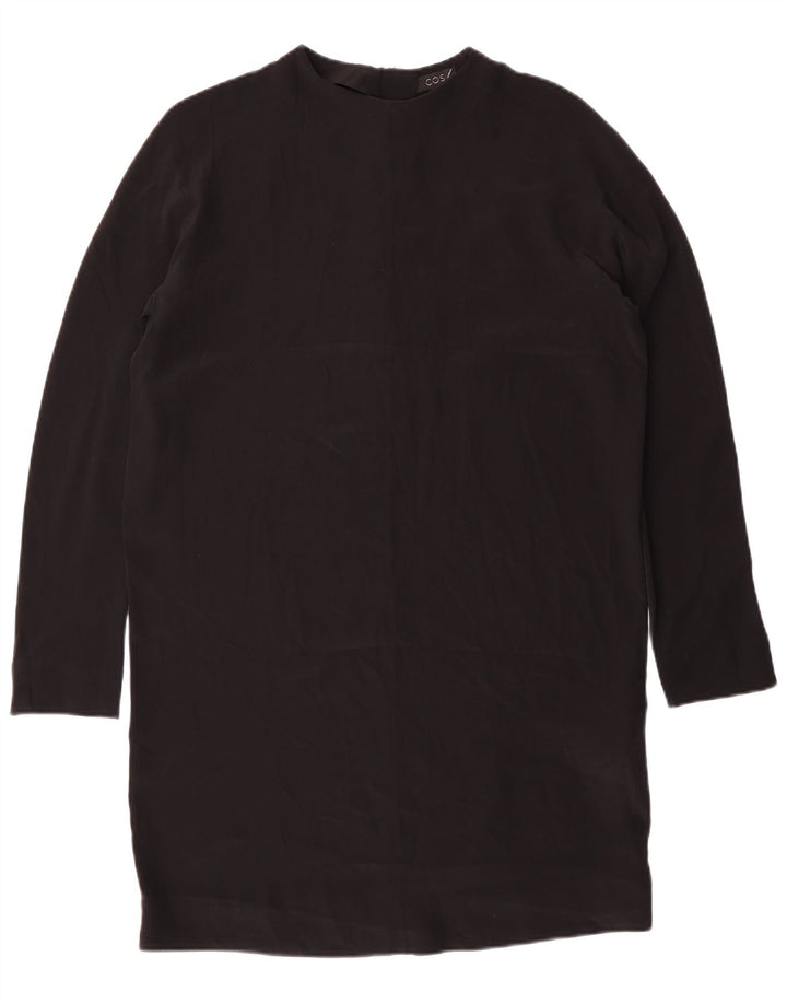 COS Womens Long Sleeve Shift Dress EU 36 Small Black Silk