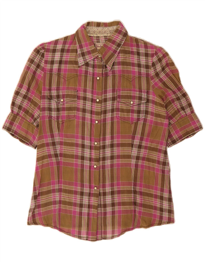 MARLBORO CLASSICS Womens Short Sleeve Shirt EU 44 XL Brown Check Vintage Marlboro Classics and Second-Hand Marlboro Classics from Messina Hembry 