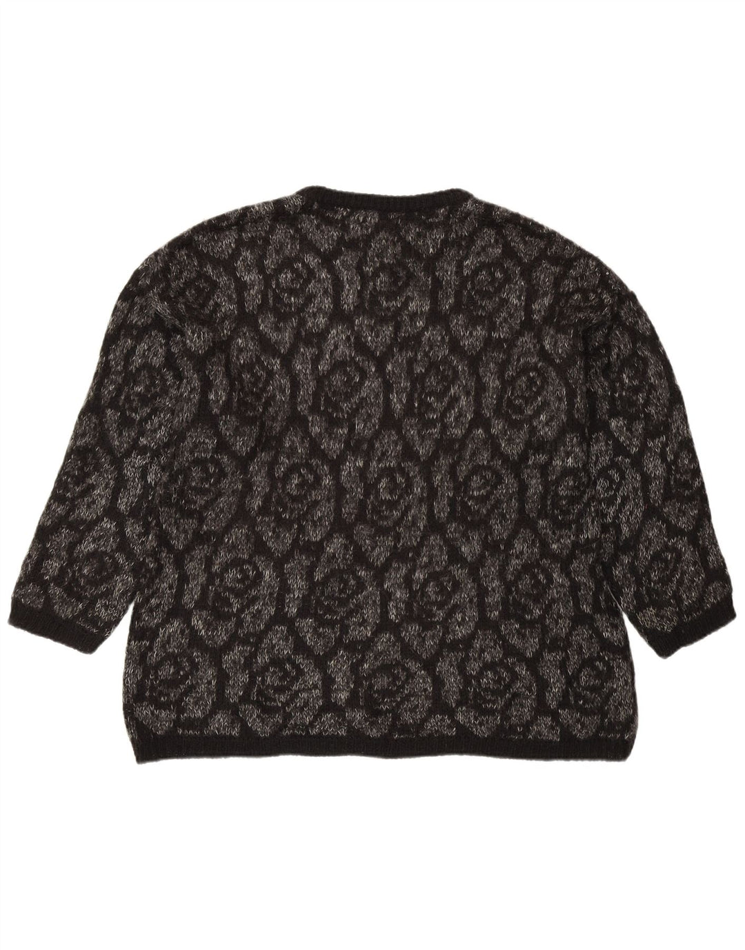 BENETTON Womens Crew Neck Jumper Sweater UK 18 XL Black Floral