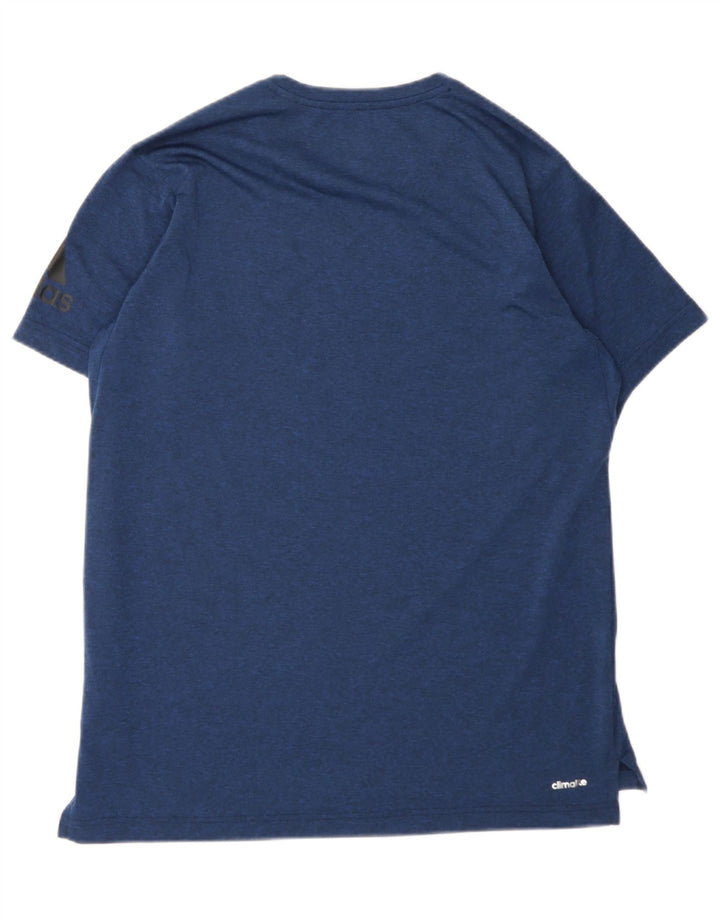 ADIDAS Mens Climalite Graphic T-Shirt Top Large Navy Blue Polyester Vintage Adidas and Second-Hand Adidas from Messina Hembry 