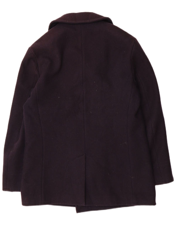 Benetton Mens Pea Coat IT 48 Medium Navy Blue Wool