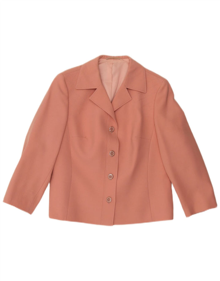 Goldix Womens 4 Button Blazer Jacket UK 12 Medium Pink Wool