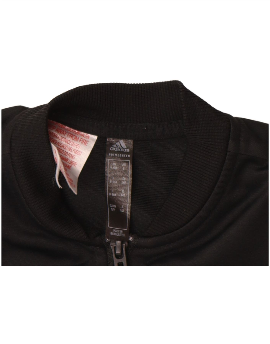 ADIDAS Girls Primegreen Tracksuit Top Jacket 9-10 Years Black Polyester
