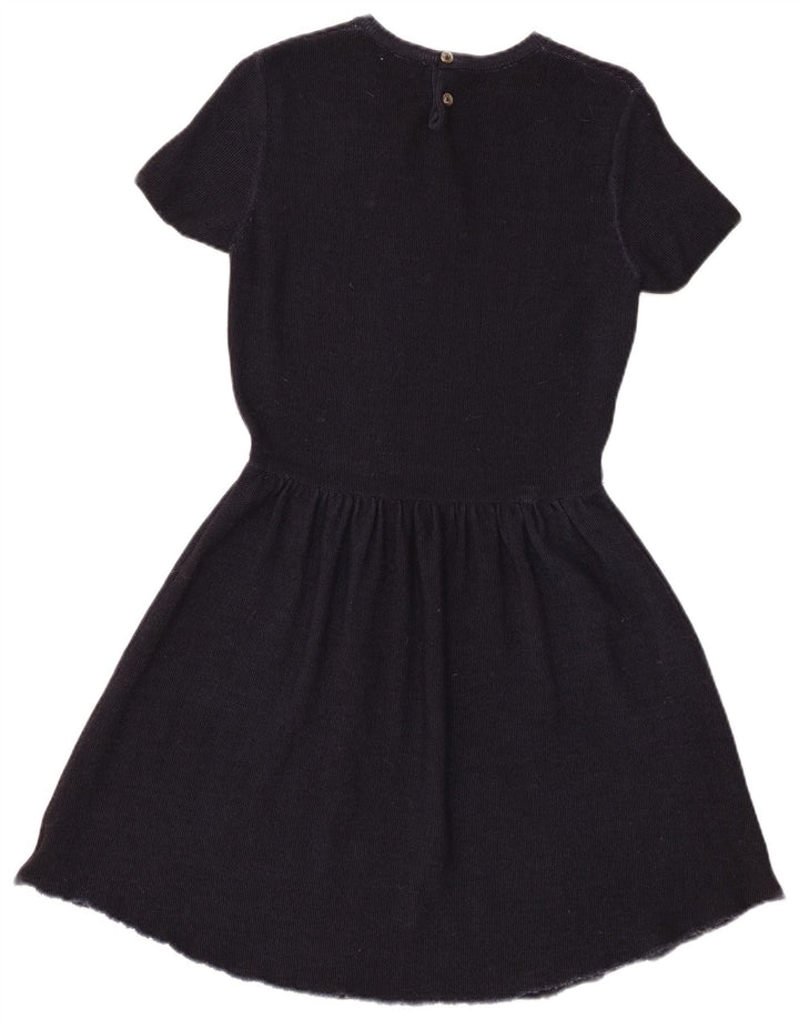 Sun68 Womens Knit A-Line Dress UK 14 Medium Navy Blue Wool