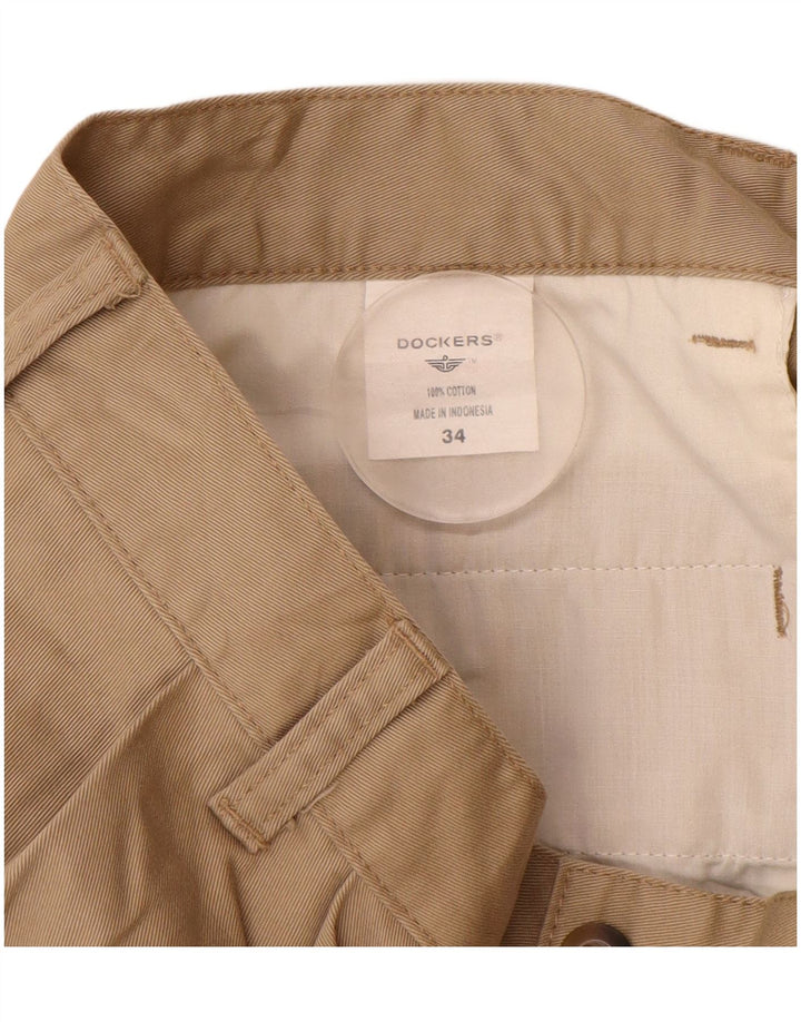 DOCKERS Mens Pegged Chino Shorts W34 Large Beige Cotton