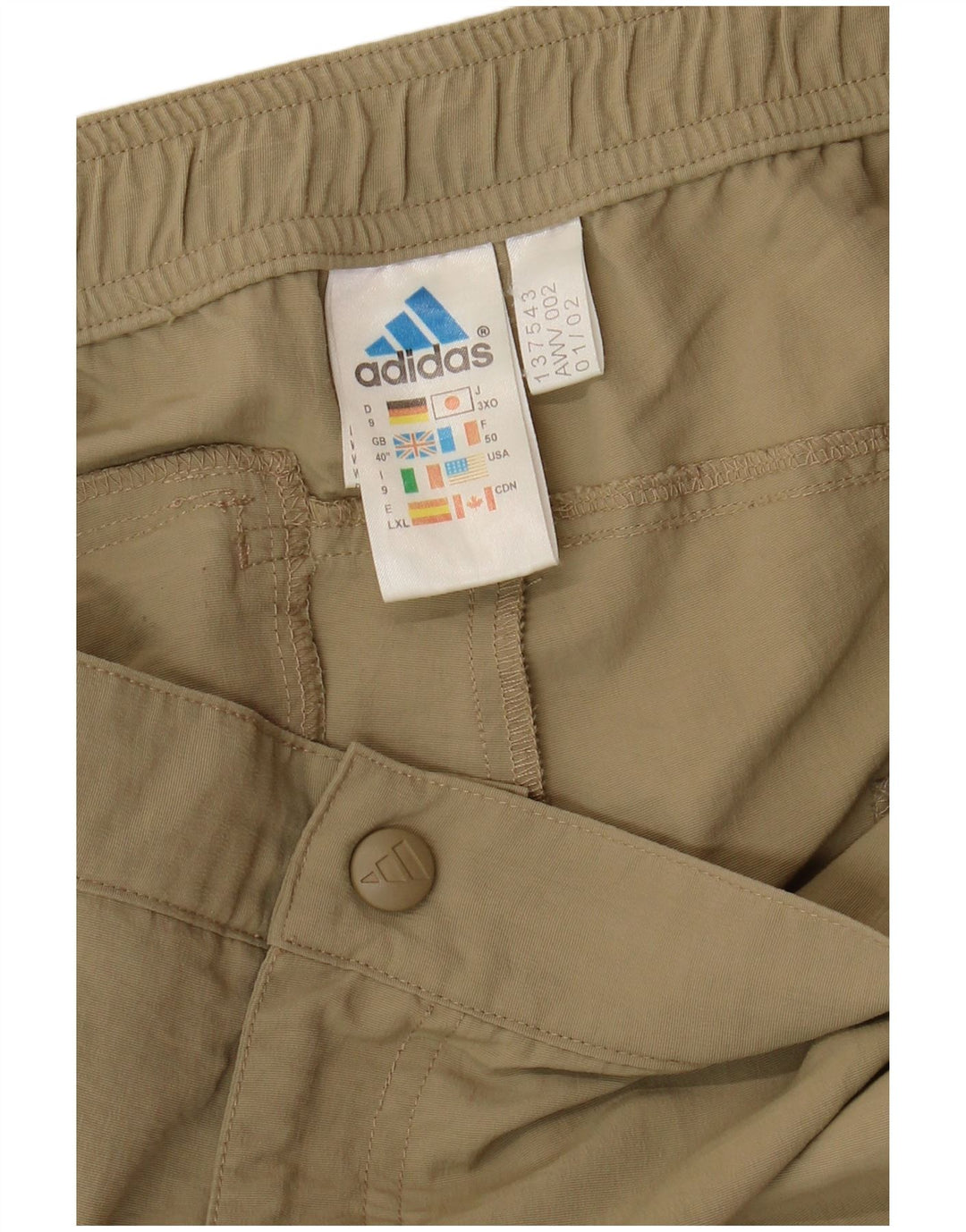 ADIDAS Mens Shorts W40 XL  Khaki Colourblock Nylon