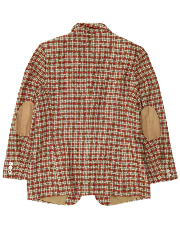 Country Womens 3 Button Blazer Jacket UK 14 Large Red Check