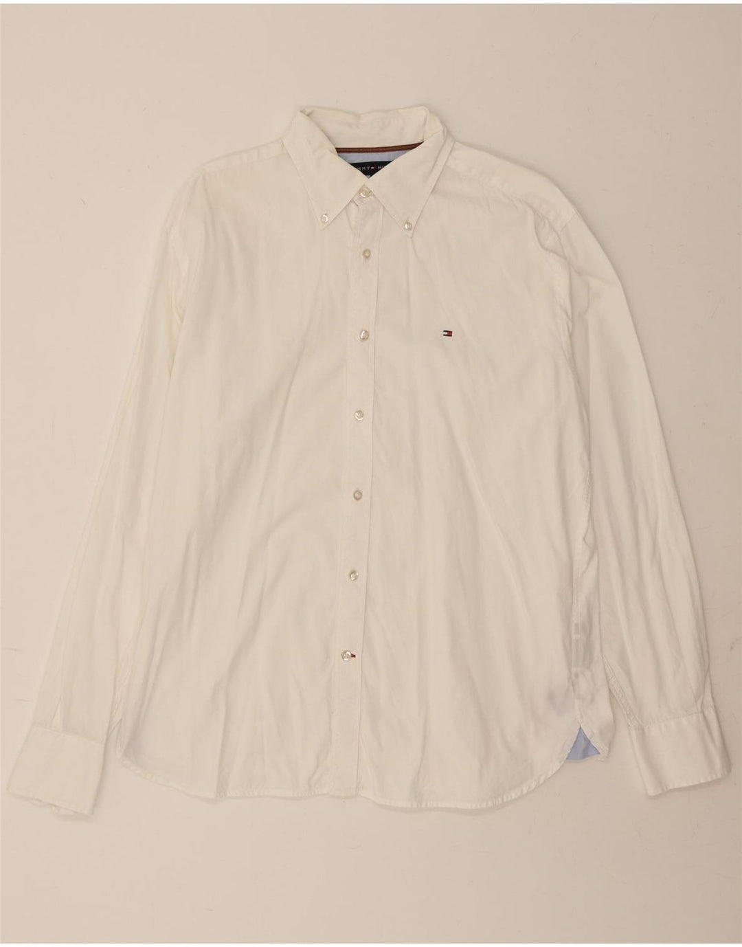 TOMMY HILFIGER Mens Shirt Large White Cotton Vintage Tommy Hilfiger and Second-Hand Tommy Hilfiger from Messina Hembry 