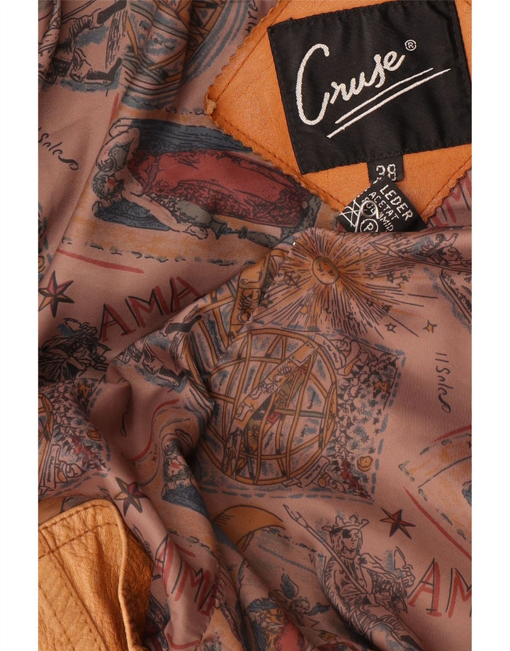 CRUSE Womens Oversized Leather Coat EU 38 Medium Brown Leather