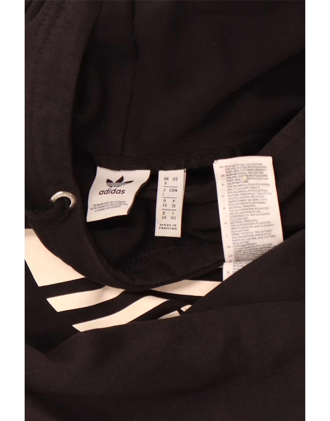 ADIDAS Womens Oversized Graphic Hoodie Jumper UK 8 Small Black Colourblock