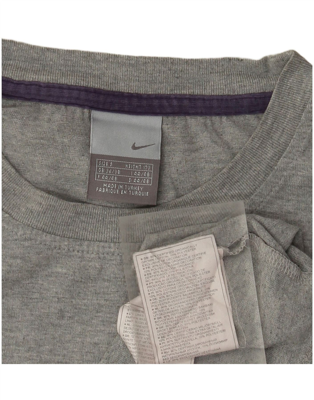 NIKE Mens Graphic Top Long Sleeve UK 36/38 Small Grey Cotton