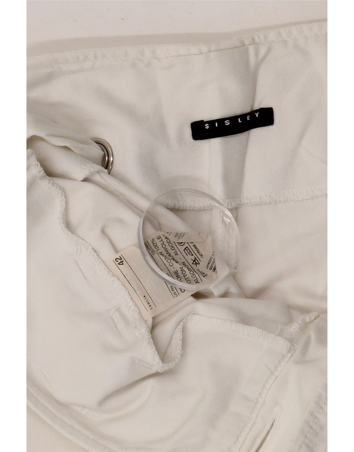 Sisley Womens Cargo Bermuda Shorts IT 42 Medium W32  White Cotton