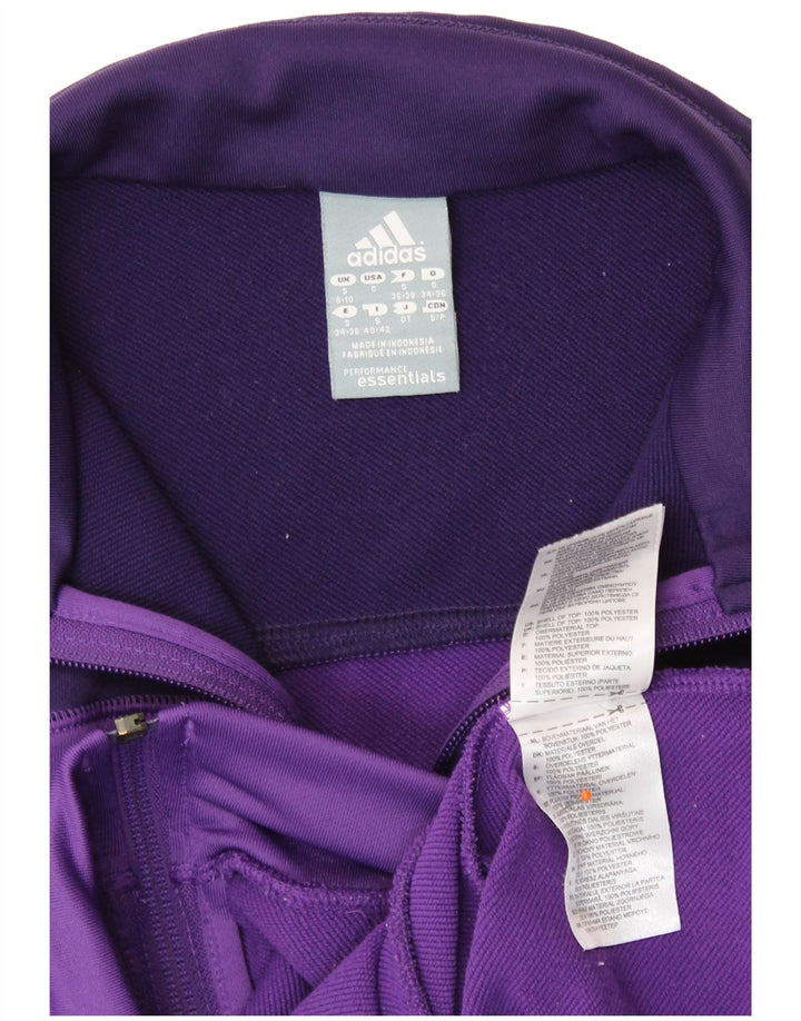Adidas Womens Tracksuit Top Jacket UK 8/10 Small Purple Polyester