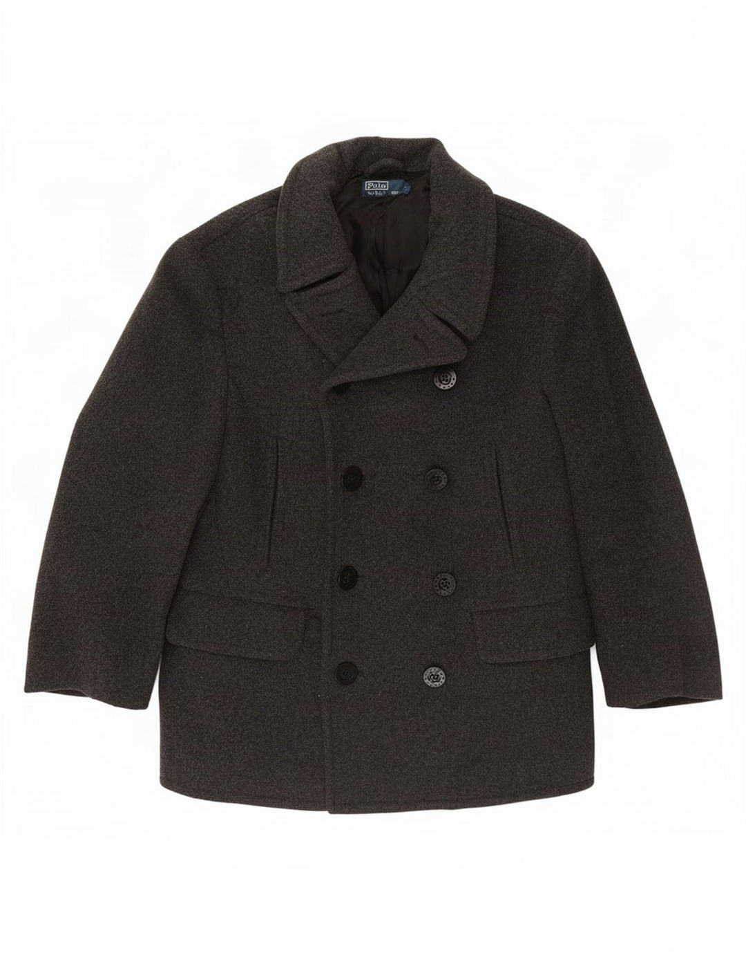 Polo Ralph Lauren Mens Pea Coat UK 40 Large Grey Wool
