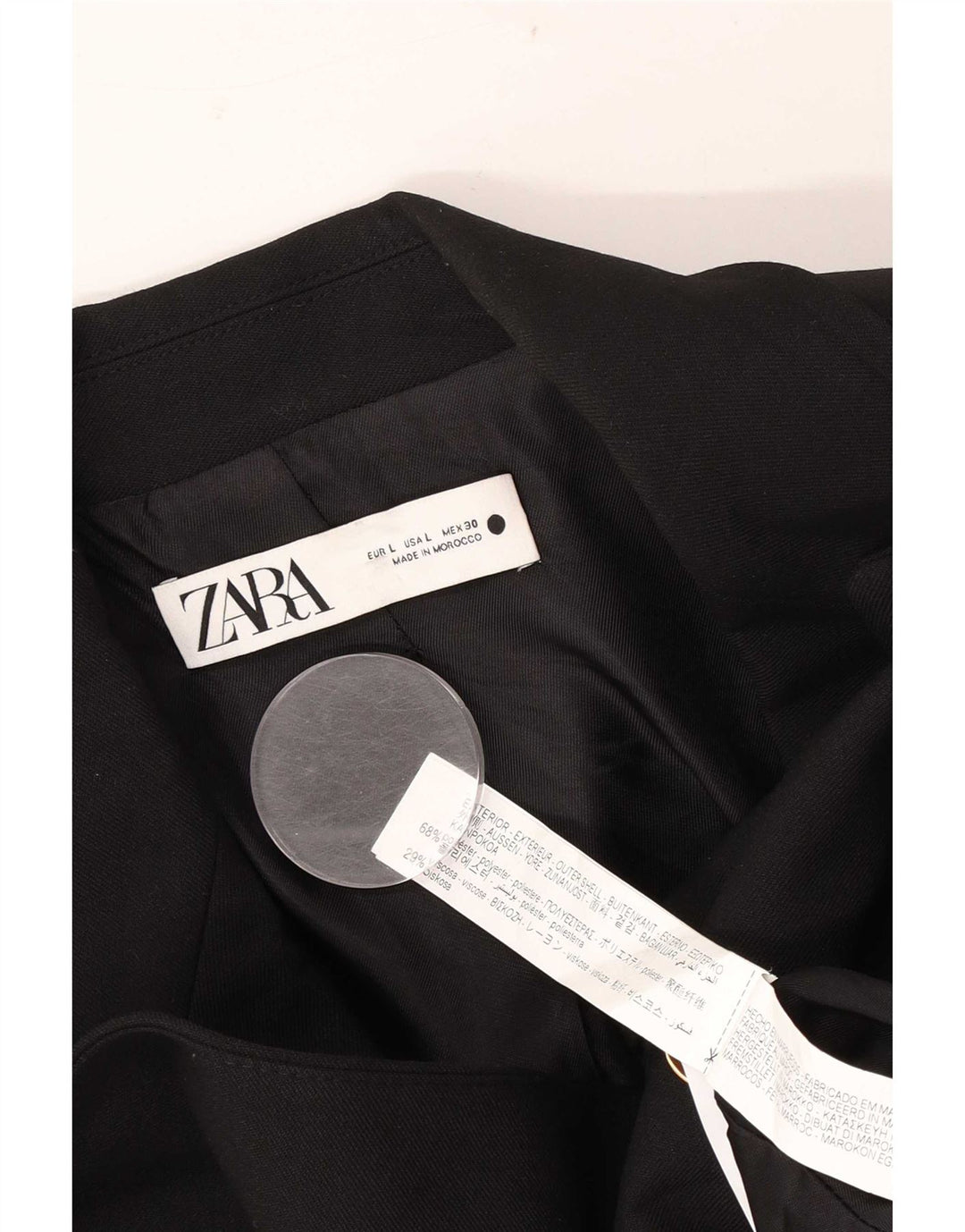 Zara Womens Double Breasted Blazer Jacket UK 16 Large Black Polyester